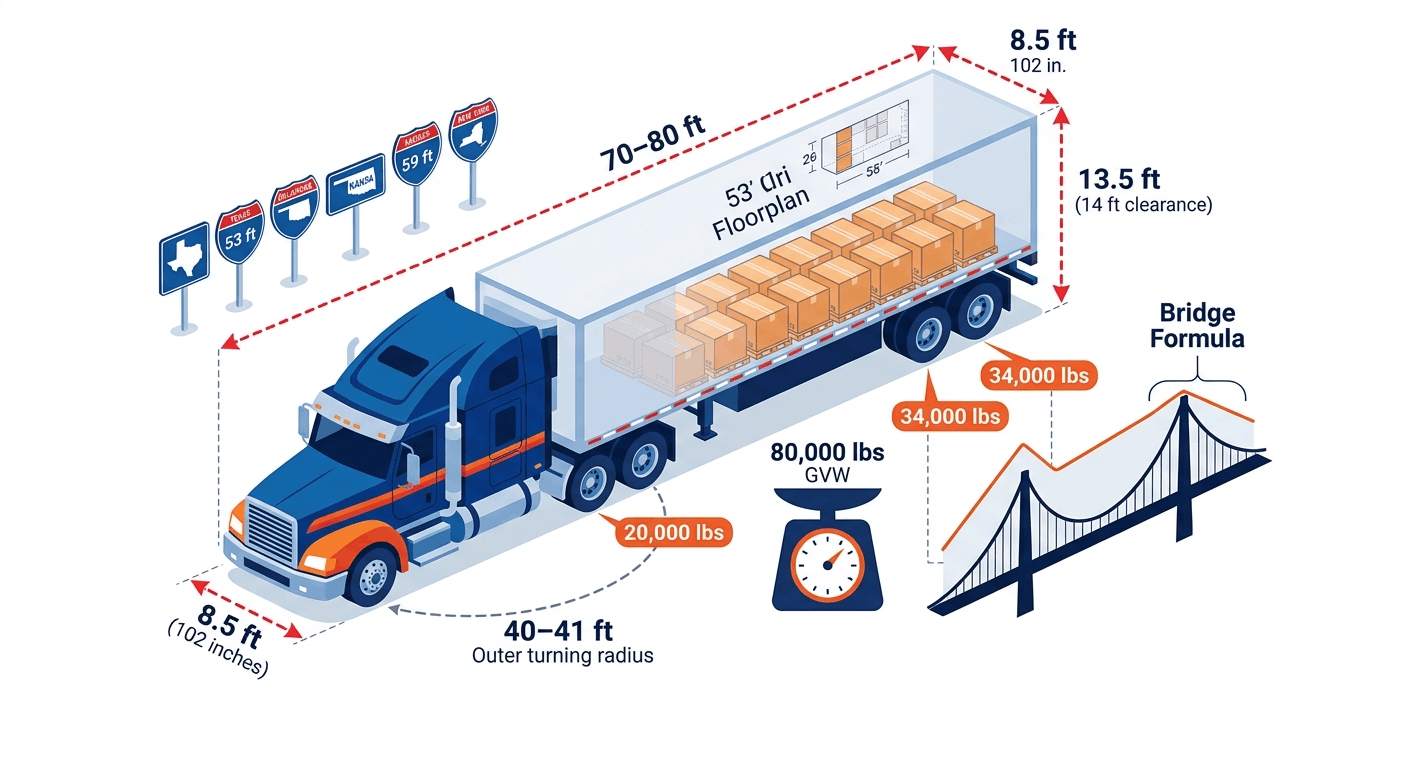 semi truck dimensions